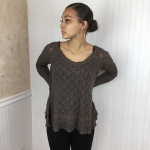 Free People Open Weave Oversized Boho Sweater